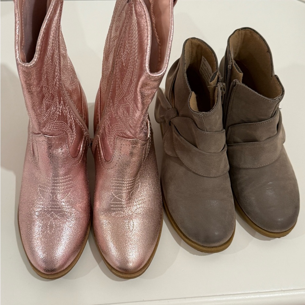 Girls Pink & Tan Boots (2 Pairs)